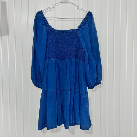 Old Navy XL petite ruffled tie neck tiered chambray tencel swing boho dress - Picture 6 of 8
